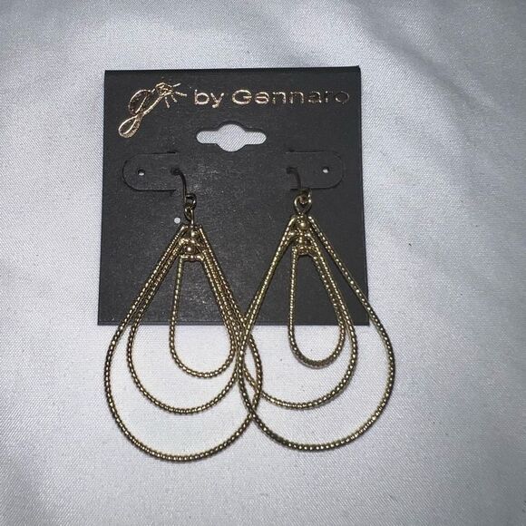 G by Gennaro Gold Tone Triple Teardrop Dangle Earrings - Picture 2 of 6